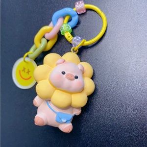 Sunflower little pig keychain charm